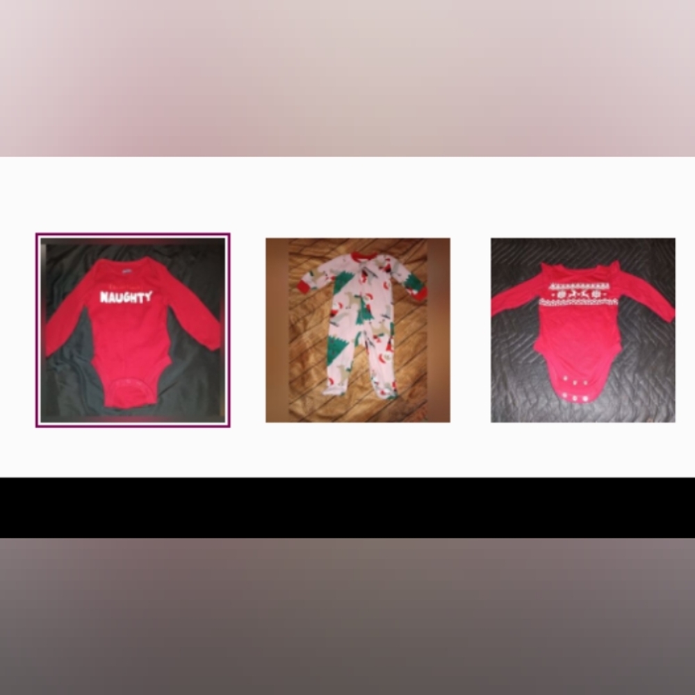 Girls 6-9 months Christmas onesies bundle of 3